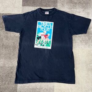 Vintage 1989 Times Bicycle Tour Mens XL Black Oneita Power T Cotton T Shirt USA